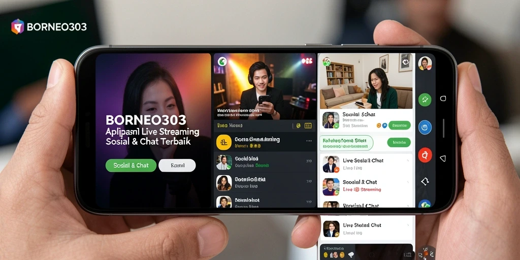 Tampilan antarmuka aplikasi BORNEO303 dengan fitur Live Streaming yang menarik.