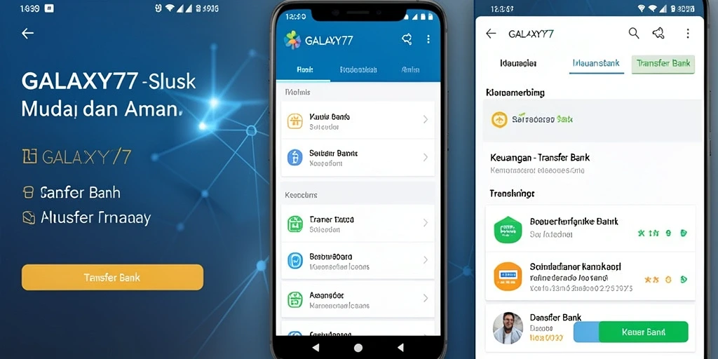Antarmuka aplikasi GALAXY77 yang sederhana dan fungsional untuk Transfer Bank.