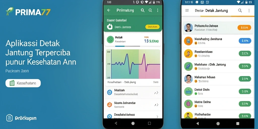 Antarmuka sederhana dan informatif dari <strong>PRIMA77</strong> untuk pengukuran detak jantung.